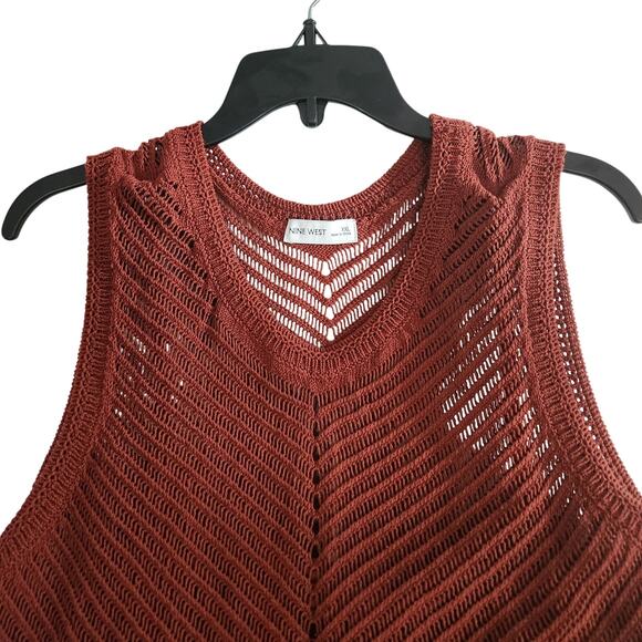 Nine West Women's Burgundy 2-Piece Crochet Knee Length Dress XXL - Picture 4 of 5